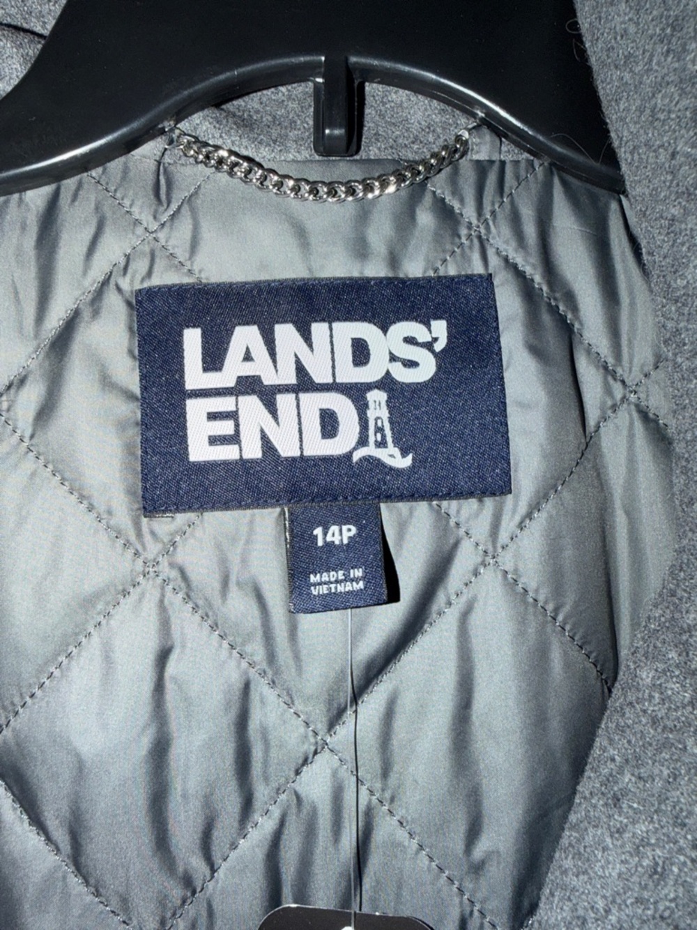 Lands' End Women's Gray Zip-Front Quilted-Lined Trench Coat - Picture 2 of 2